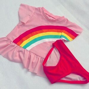Pink and rainbow two pieces swimwear